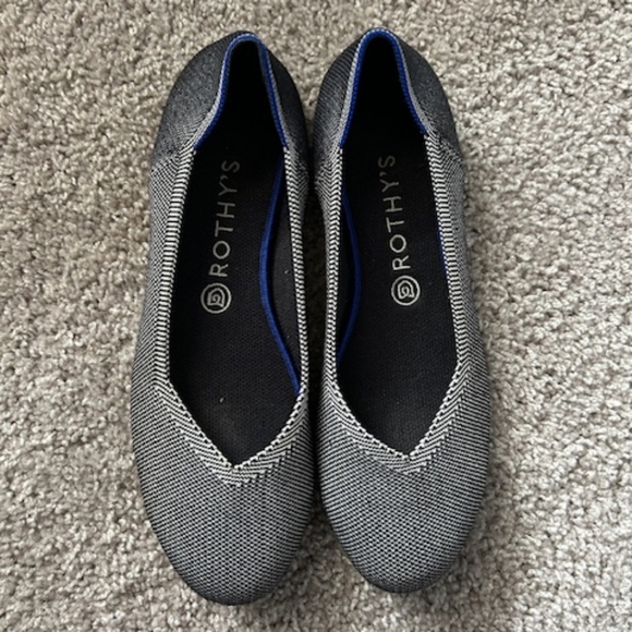 Rothy's Round Toe Blue Birdeye Flats Shoes 10 - Picture 1 of 6